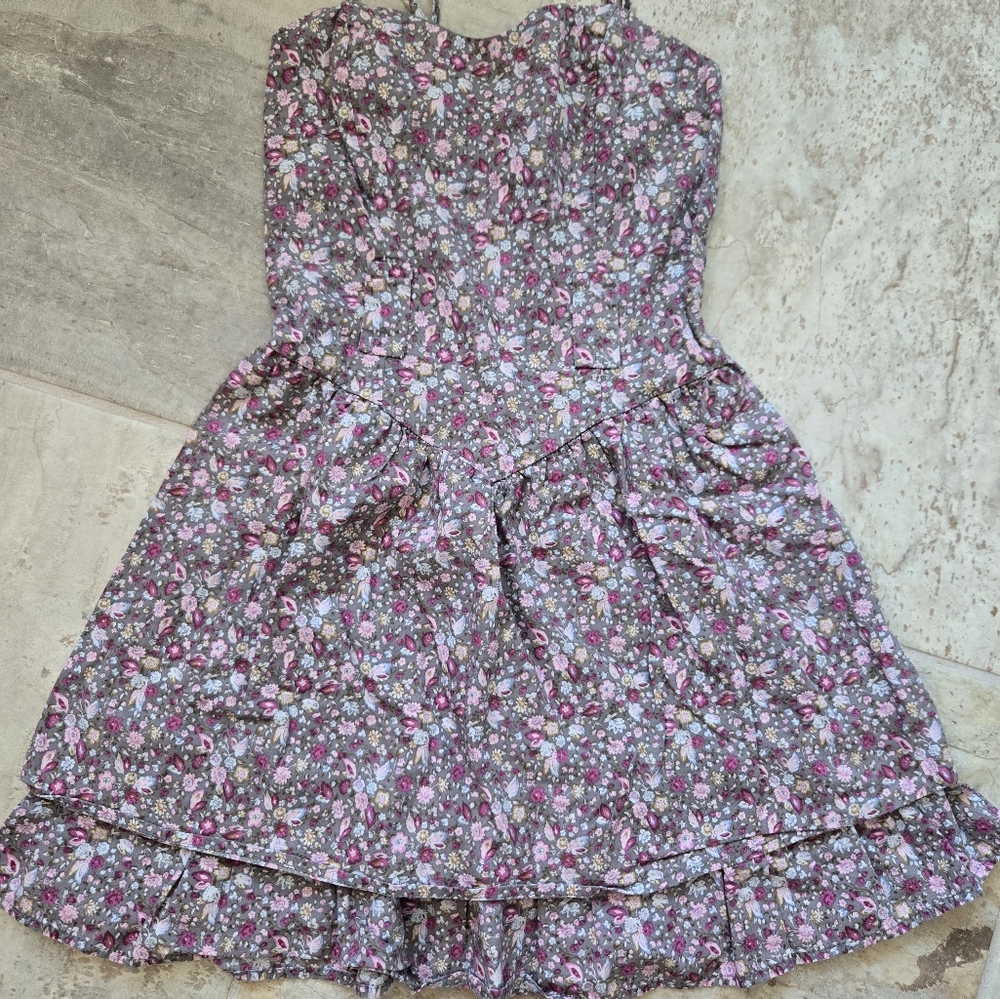 Mini dress calico ditsy xs peplum
